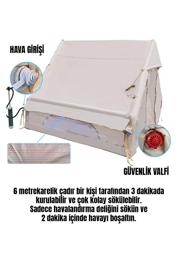 ROBO 6 Kişilik 4 Mevsim Şişme Kamp Çadırı (Oxford 210T UPF>40 Kumaş, -40 °C'ye Kadar Kullanım)